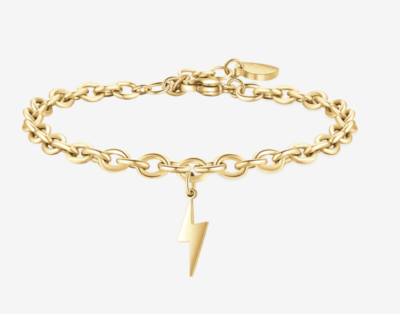 Bracciale donna in acciaio dorato con fulmine Luca Barra - BK2171