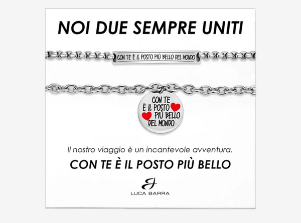 Bracciale coppia in acciaio con te è il posto più bello Luca Barra - BK2585