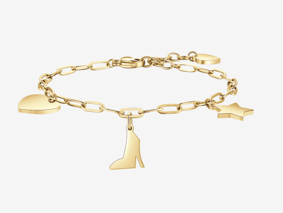 Bracciale donna in acciaio dorato con cuore, scarpa e stella Luca Barra - BK2153