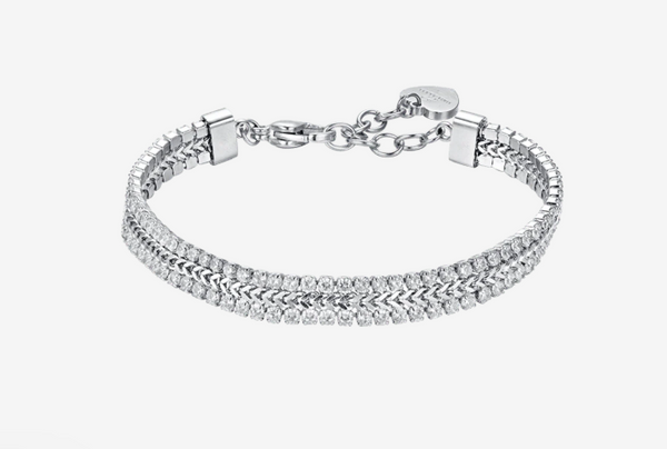 Bracciale tennis donna in acciaio con cristalli bianchi Luca Barra - BK2591
