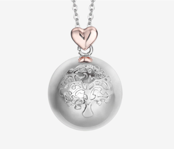 Collana chiama angeli in acciaio, sfera in metallo con albero della vita e cuore Luca Barra - CK1223