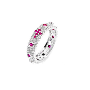 anello rosario argento pietre fucsia