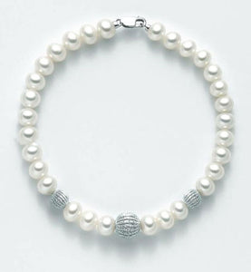 bracciale perle miluna con pallini oro bianco  PBR2536