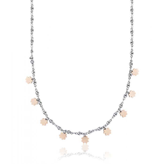 collana donna con quadrifogli rosè luca barra ck1407