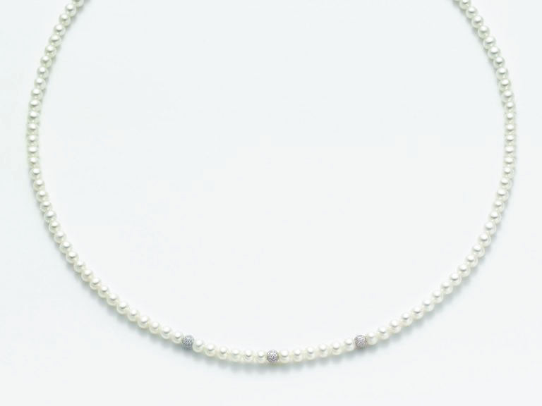 collana perle miluna con palline oro bianco pcl1701b